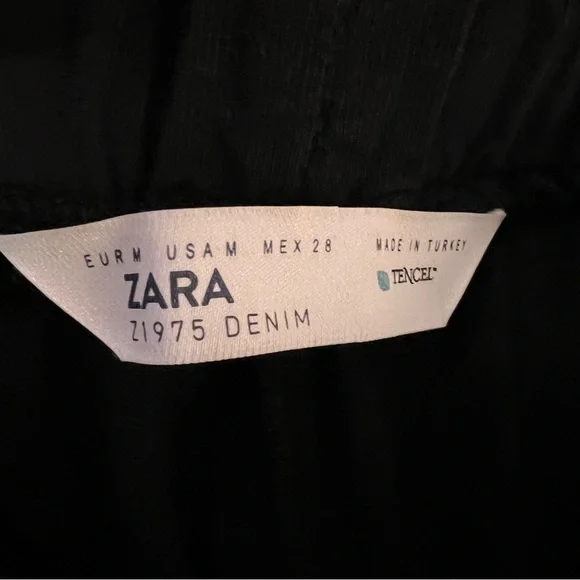 Zara Z1975 Black Joggers Shimmer Side Stripe Detail Drawstring Waist Size M - Picture 7 of 7